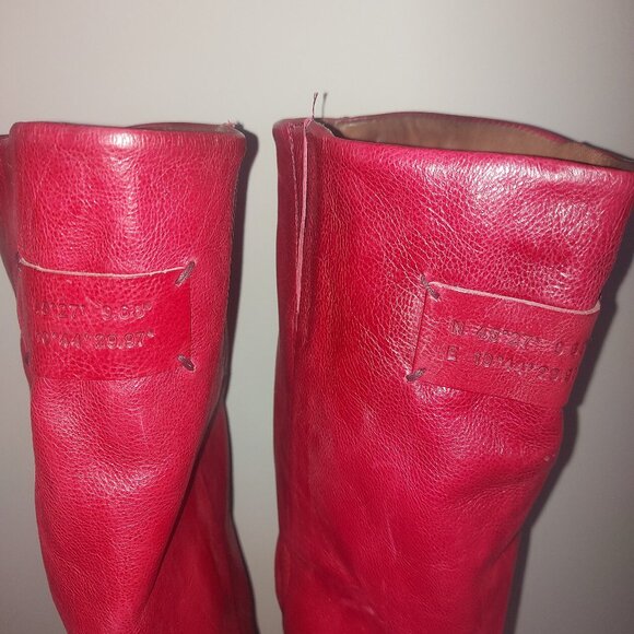 AS98  Knee High Red Italian Leather Boots - Size 38 (7.5/8 US) NWT - Picture 10 of 11